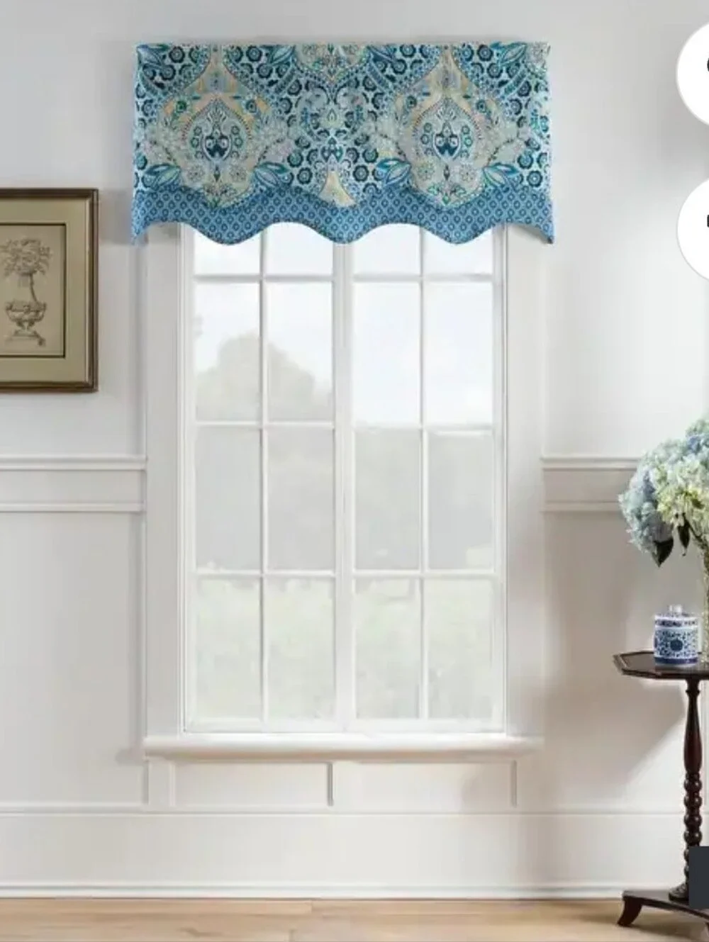 Waverly Moonlit Shadows Wave Valances Blue Medallion Floral Paisley 52x18